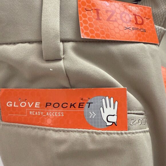 NEW $80‎ NWT IZOD XFG Swingflex Waist Golf Pants Khaki Beige  38x 30 Flat Front - Picture 11 of 16